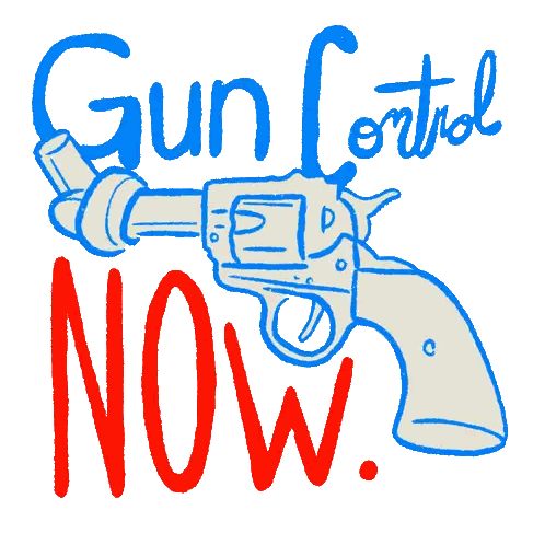 Blue And Red Gun Drawing Gun Control Now Sticker