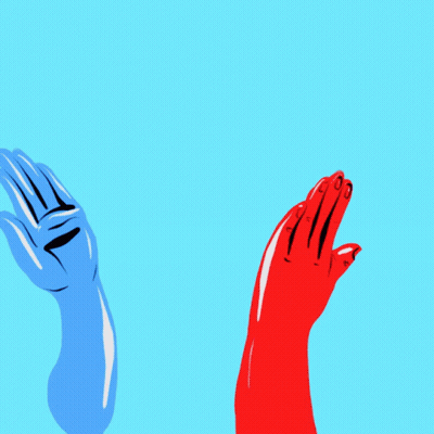 Blue And Red Hands High Five Saying Thank You Volunteers GIF