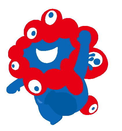 Blue And Red Smiley Cartoon Character Sticker