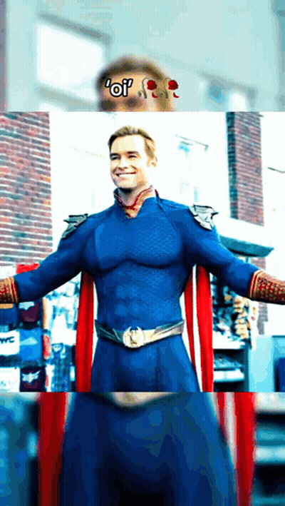 Blue And Red Superhero Man With Of On Face GIF