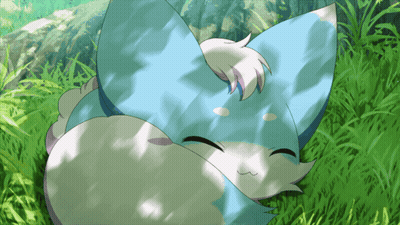 Blue And White Animal Lying In Grass GIF