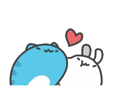 Blue And White Animal With Red Heart Sticker