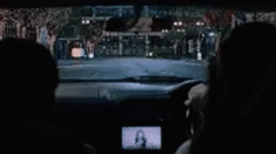 Blue And White Car Driving At Night GIF