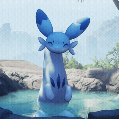 Blue And White Cartoon Character In Water GIF