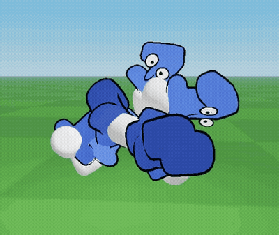 Blue And White Cartoon Character With Boxing Gloves GIF