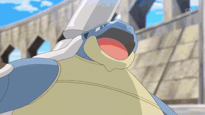 Blue And White Cartoon Turtle With Red Mouth And Red Eyes GIF