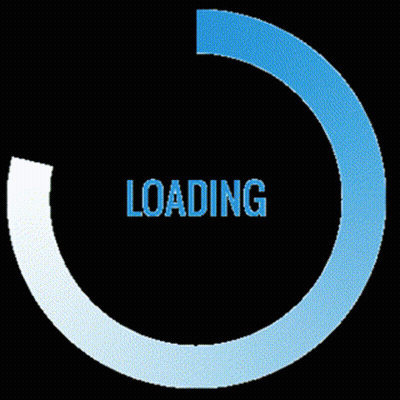Blue And White Circle Saying Loading GIF