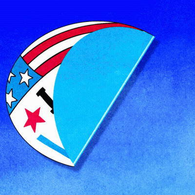 Blue And White Circle With Red Star And Letter T GIF