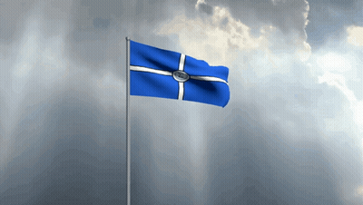 Blue And White Cross Flag Waving GIF