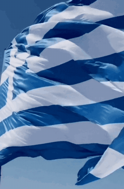 Blue And White Flag Flying In Wind GIF