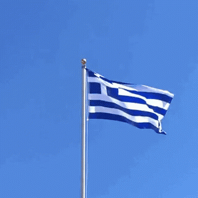 Blue And White Flag Flying In Wind GIF