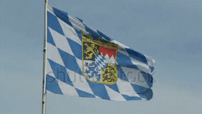 Blue And White Flag With Coat Of Arms GIF