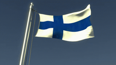 Blue And White Flag With Cross Flying In Wind GIF