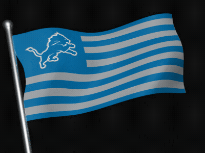 Blue And White Flag With Detroit Lions Logo GIF