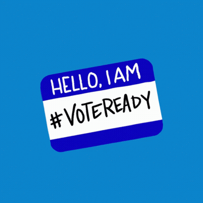 Blue And White Hello I Am #Voteready Name Tag GIF