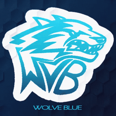 Blue And White Logo Saying Wolve Blue GIF