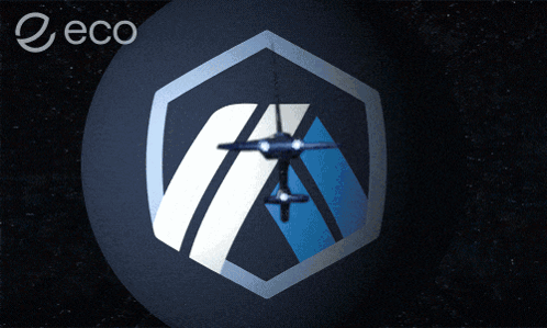Blue And White Logo With Eco In Upper Right GIF