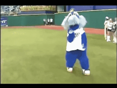 Blue And White Mascot Saying Ayy GIF