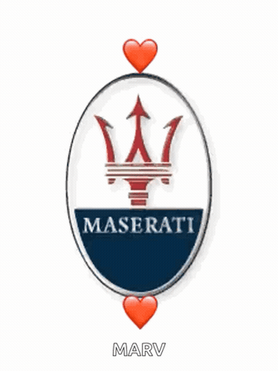 Blue And White Maserati Logo With Two Red Hearts GIF