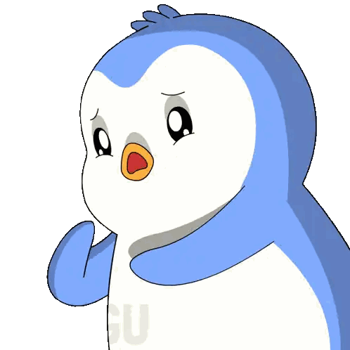 Blue And White Penguin Behind Glass Saying Penguin Sticker