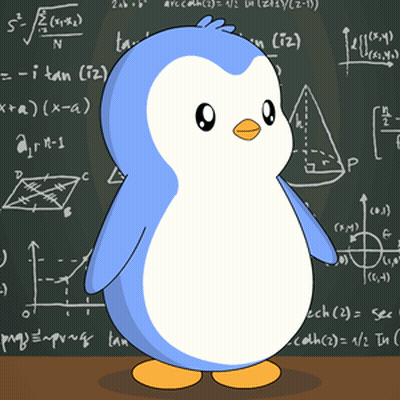 Blue And White Penguin By Blackboard With Math Equations GIF