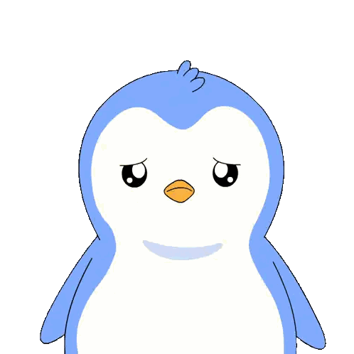 Blue And White Penguin Covering Face With Red Object Sticker