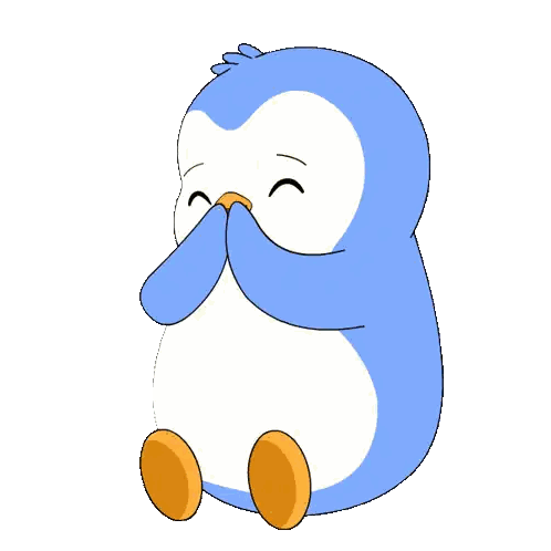 Blue And White Penguin Covering Mouth Sticker