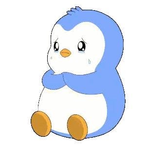 Blue And White Penguin Crying Hugging Itself Sticker