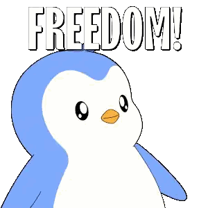 Blue And White Penguin Freedom Sticker