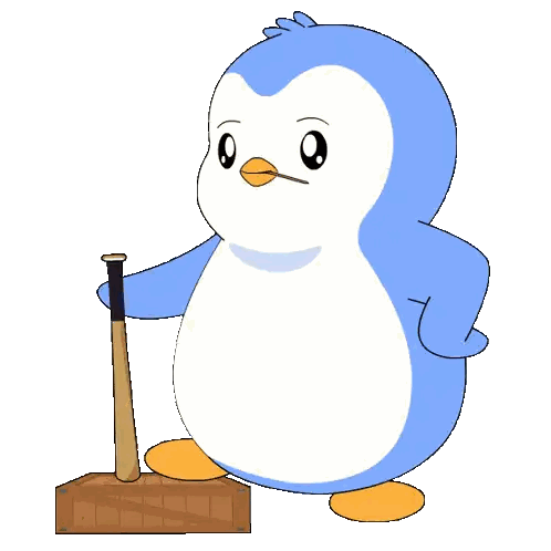 Blue And White Penguin Holding Bat Sticker
