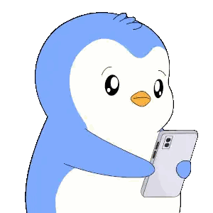 Blue And White Penguin Holding Cellphone Sticker