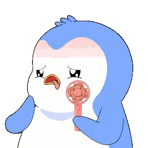 Blue And White Penguin Holding Fan Sticker