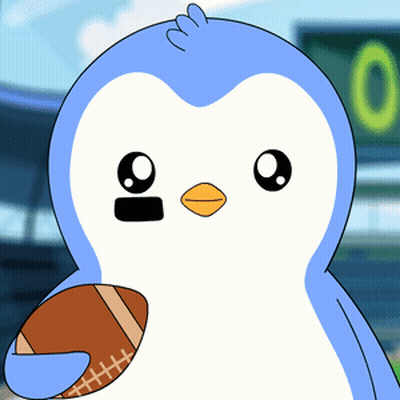 Blue And White Penguin Holding Football GIF