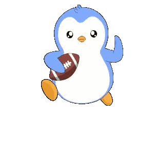 Blue And White Penguin Holding Football Sticker