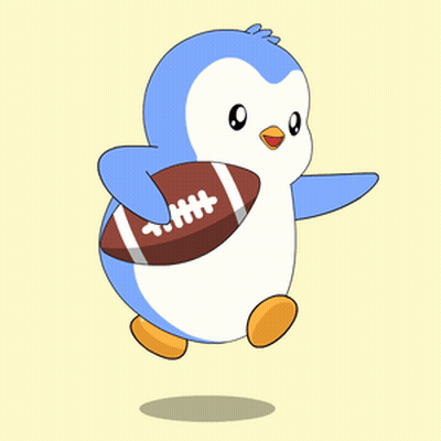 Blue And White Penguin Holding Football GIF