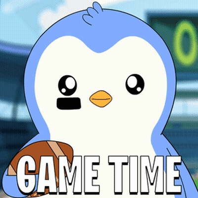 Blue and White Penguin Holding Football Game Time