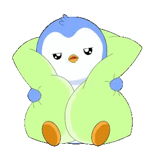 Blue And White Penguin Holding Green Pillow Sticker