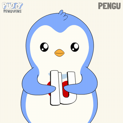 Blue And White Penguin Holding Heart I Love You GIF