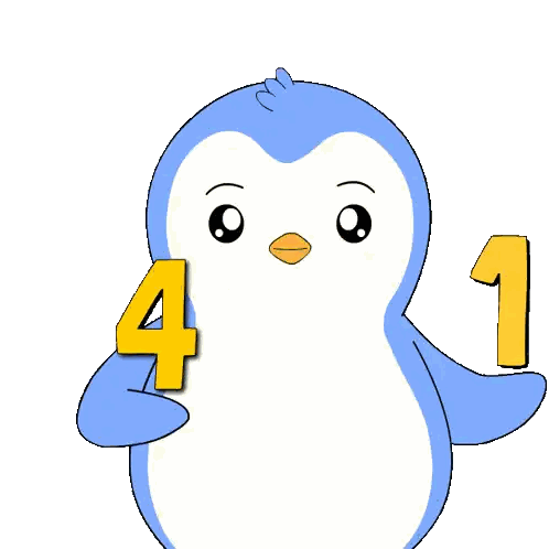 Blue And White Penguin Holding Number Four Sticker