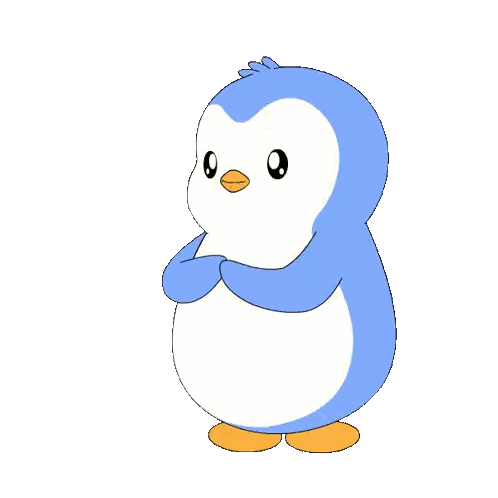Blue And White Penguin Holding Pink Heart Sticker