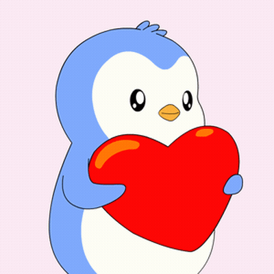Blue And White Penguin Holding Red Heart GIF