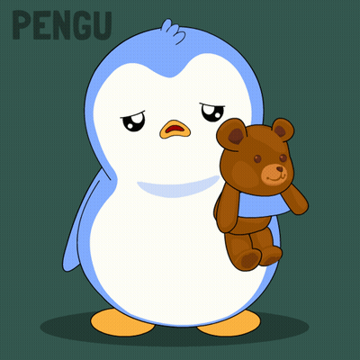 Blue and White Penguin Holding Teddy Bear