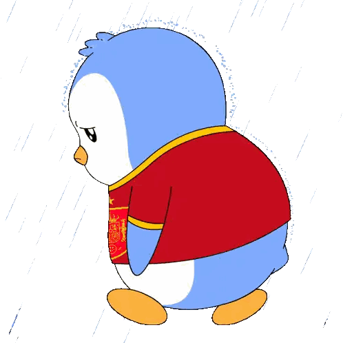 Blue And White Penguin In Red Shirt Saying Penguins Sticker