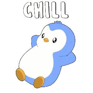 Blue And White Penguin Laying Down Chill Sticker