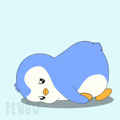 Blue And White Penguin Laying Down GIF