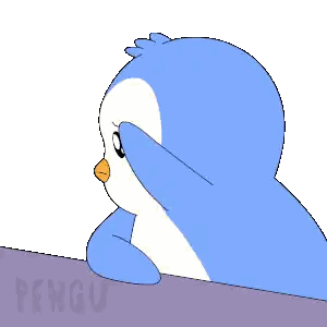 Blue And White Penguin Looking Out Window With Word Pengu Sticker
