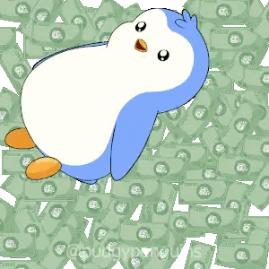 Blue And White Penguin Lying On Money Sticker