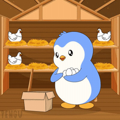 Blue And White Penguin Next To Cardboard Box GIF