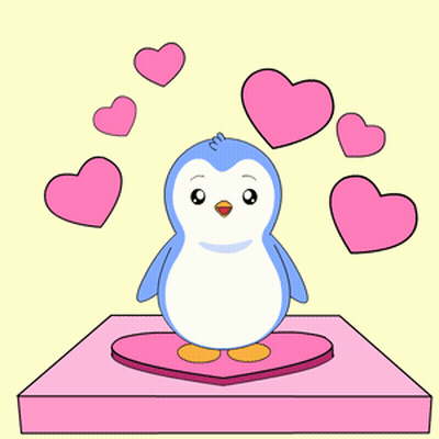 Blue And White Penguin On Pink Heart Box GIF