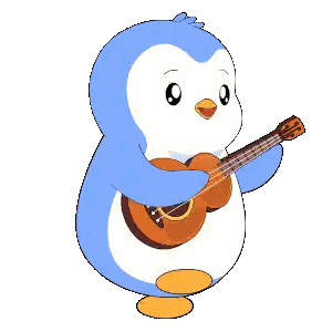 Blue And White Penguin Playing Guitar Sticker